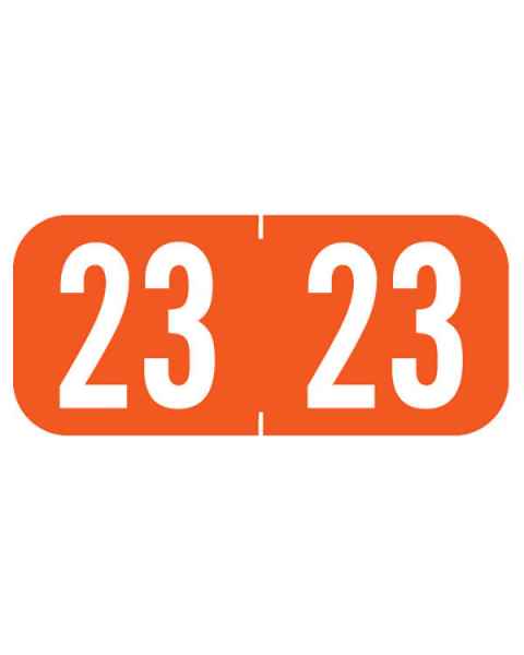 2023 Year Labels - Tab 1287 Compatible - Size 1/2" H x 1 1/8" W - Orange Label
