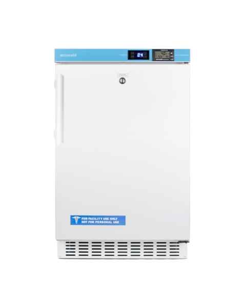 Accucold Pharmaceutical Series ADA Vaccine Built-in All-Refrigerator with NIST-Calibrated Temperature Display, 3 Wire Shelves, Solid Door - 2.65 Cubic Feet, Front View