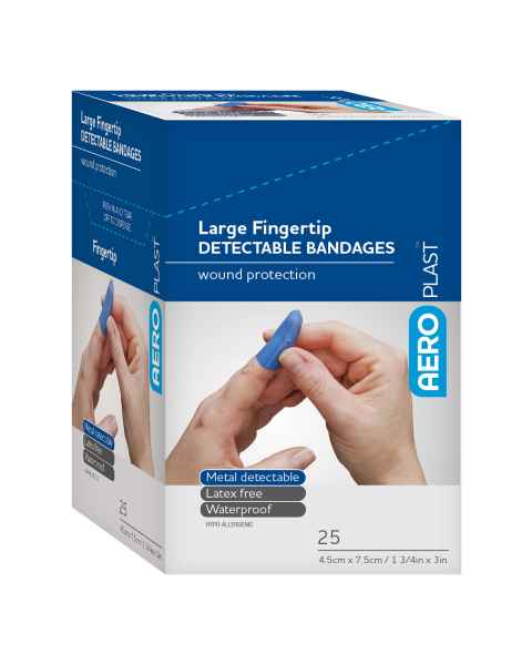 AERO Healthcare AD1002US AeroPlast™ Detectable Fingertip Bandages, Large