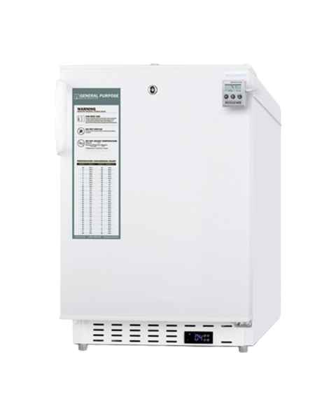 Accucold ADA Undercounter Built-in All-Refrigerator with NIST-Calibrated Temperature Display, 4 Wire Shelves, Solid Door - 3.32 Cubic Feet, Left Angle View