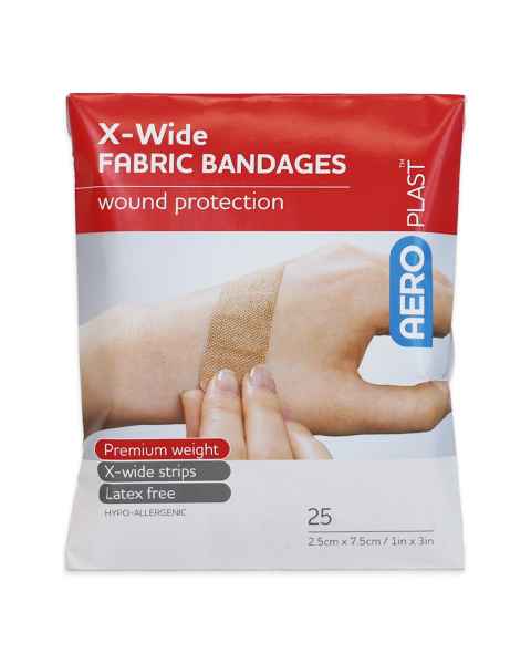 AERO Healthcare AFP60125 AeroPlast&trade; Fabric X-Wide Strip Bandages - Pack of 25