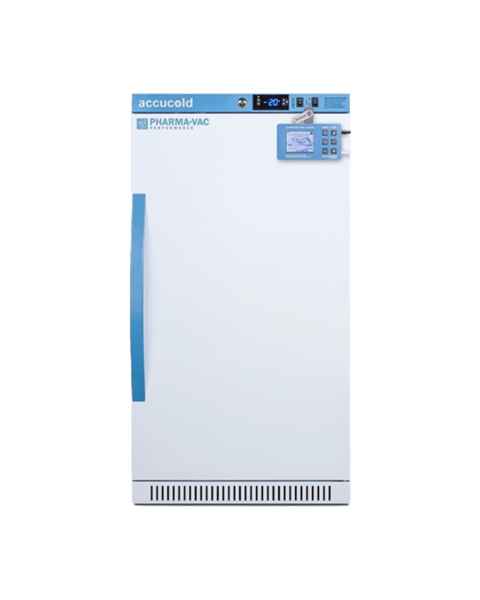 Accucold AFZ2PVBIADADL2B Pharma-Vac Performance Series ADA Height Vaccine Freezer with Digital Data Logger, 4 Wire Shelves, Right Handle Solid Door - 2.47 Cubic Feet, Front View