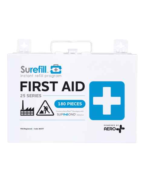 AERO Healthcare AK25T SureFill® 25 Series All Purpose First Aid Kit, Metal Case - Front View