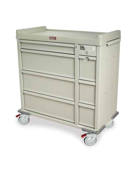 Harloff OptimAL Line Aluminum 600 Punch Card Medication Cart with Key Locks, Single Wide Narcotics Drawer