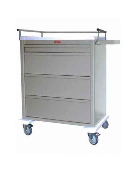 Harloff AL8W10K4MOT Aluminum Universal Line MOT® Compatible Medication Cart with Key Lock