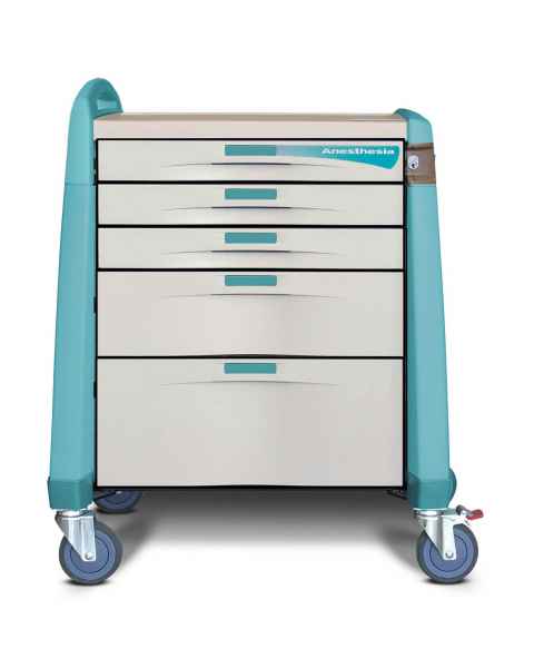 Capsa AM-AN-CMP-ALOK-G Avalo Anesthesia Cart - Compact Height, Green, Auto Lock
