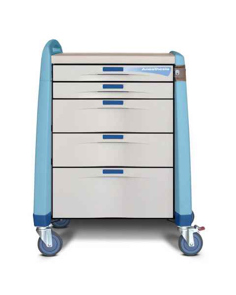 Capsa AM-AN-INT-ALOK-B Avalo Anesthesia Cart  - Intermediate Height, Auto Lock, Blue