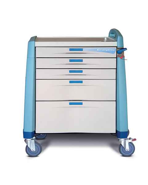 Capsa AM-EM-CMP-BLUE Avalo Emergency Cart  - Blue, Compact Height, Breakaway Lock