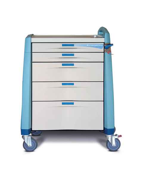 Capsa AM-EM-INT-BLUE Avalo Emergency Cart  - Blue, Intermediate Height, Breakaway Lock