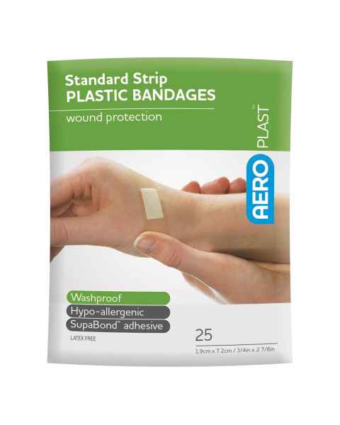 AERO Healthcare AP10125 AeroPlast&trade; Standard Plastic Strip Bandages - Pack of 25