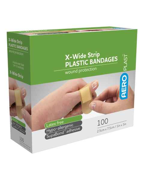 AERO Healthcare AP801 AeroPlast&trade; Plastic X-Wide Strip Bandages