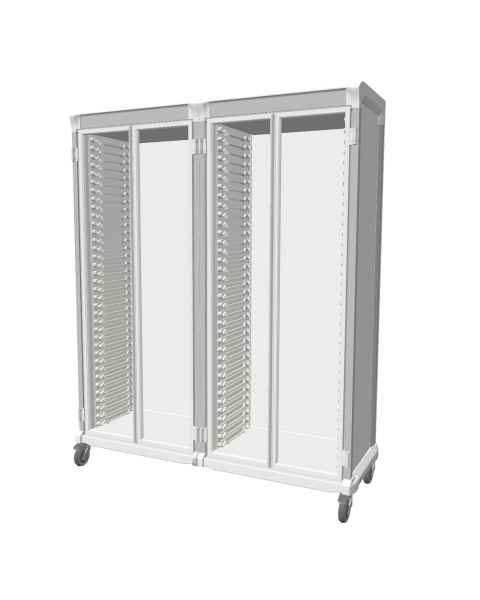 Pegasus APL-4.0EE-GD Apollo E Type Medical Storage Cart with 4 Panels, Double Column, Glass Doors