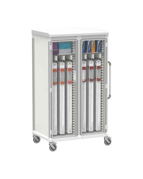Pegasus Apollo U Type Catheter Storage Cart with 4 Panels, Double Column, and Shelves, Glass Door (Supplies are Not Included)