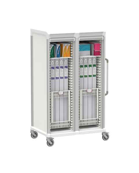 Pegasus Apollo U Type Catheter Storage Cart with 4 Panels, Double Column, Shelves, and Baskets, Tambour Door (Supplies are Not Included)