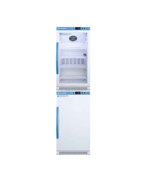 Accucold ARG31PVBIADA-AFZ2PVBIADASTACK Pharma-Vac Performance Series All-Refrigerator/All-Freezer Combination with StackRack, Right Handle Door, 5.3 Cubic Feet Total Capacity - Front View