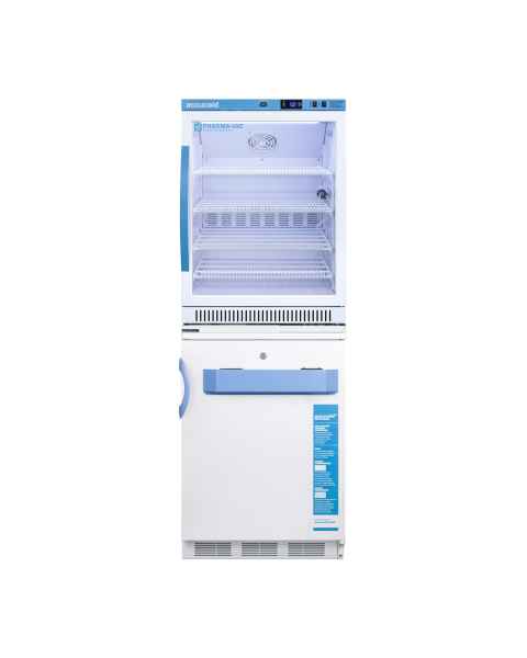 Accucold ARG6PV-VT65MLSTACKMED2 Pharma-Vac Performance Series All-Refrigerator/MED2 Series All-Freezer Combination with StackRack, Right Handle Door, 9.2 Cubic Feet Total Capacity - Front View