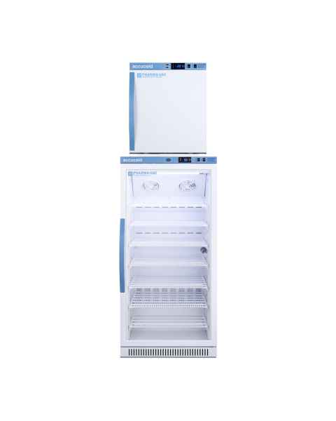 Accucold ARG8PV-AFZ1PVSTACK Pharma-Vac Performance Series All-Refrigerator/All-Freezer Combination with StackRack, Right Handle Door, 9.4 Cubic Feet Total Capacity - Front View
