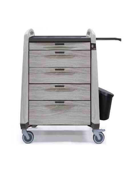 Capsa AW10TC-MASG-C-STK Quickship Avalo Woodblend Treatment Cart with 5 Drawers (D131), Key Lock, Mountain Ash Finish