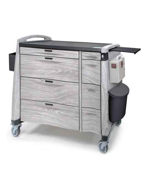 Capsa AWPCXL10-CMASG-STK Quickship Avalo Woodblend PCXL Punch Card Medication Cart with 8 Drawers (D103-U103), Key Lock, Mountain Ash Finish