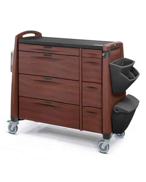 Capsa Quickship Avalo Woodblend PCXL Punch Card Medication Cart with Key Lock - Northern Cherry Finish