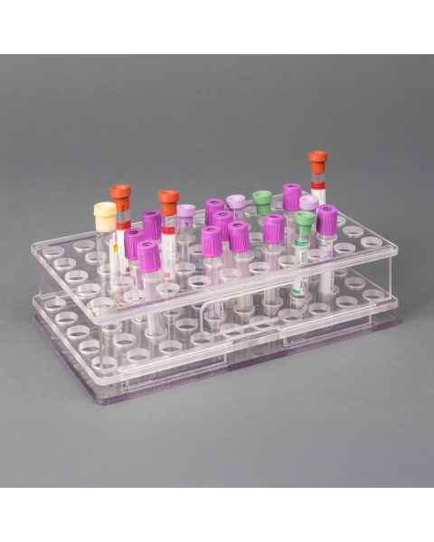 Poltex BLDTUBE50 Blood Tube Carrier Rack with Side Handles - 50 Tube Capacity (Vacutainer Tubes and Caps are Not Included)