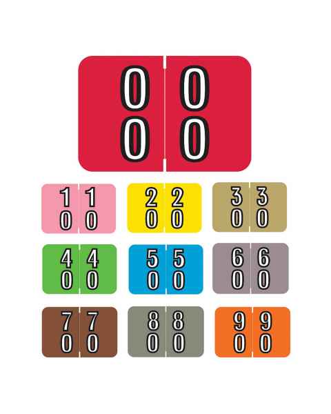 Barkley FDDBM Match BXDM Series Double Digit Numeric Color Code Roll Labels - 1"H x 1 1/2"W