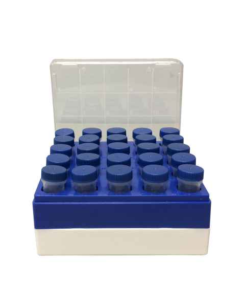 MTC Bio C2581 Polycarbonate Cryo Storage Box with Pull-Off Lid for 25 x 5mL MacroTubes