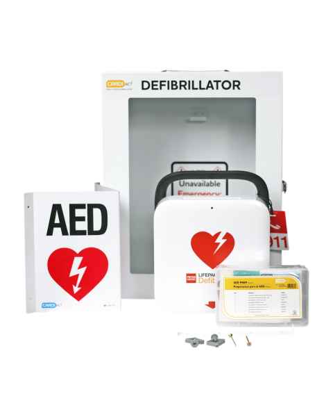AERO Healthcare CardiAct™ LIFEPAK® CR2 AED Kit with Cellular and WiFi Connectivity, Alarmed Wall Cabinet