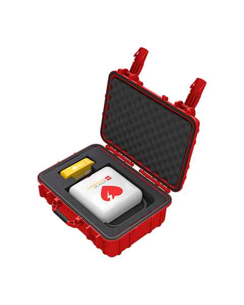 AERO Healthcare CardiAct™ LIFEPAK® CR2 AED with USB Connectivity and Rugged Case, Opened Case