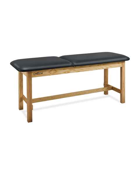 CanDo® Treatment Table with Adjustable Back (Shown in Black Upholstery and Natural Wood Finish)