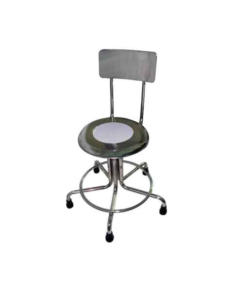 Creative Living Medical CHM8051-01 MRI Non-Magnetic Stainless Steel Stool with Backrest & Rubber Tips - 15" to 21" Height Adjustable