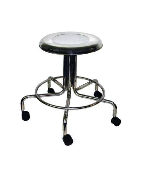 MRI Non-Magnetic Stainless Steel Stool with Dual Wheel Casters