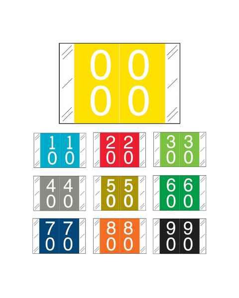 Tabbies 11200 Match CRDM Series Double Digit Numeric Roll Labels with Skirt - 1"H x 1 1/2"W