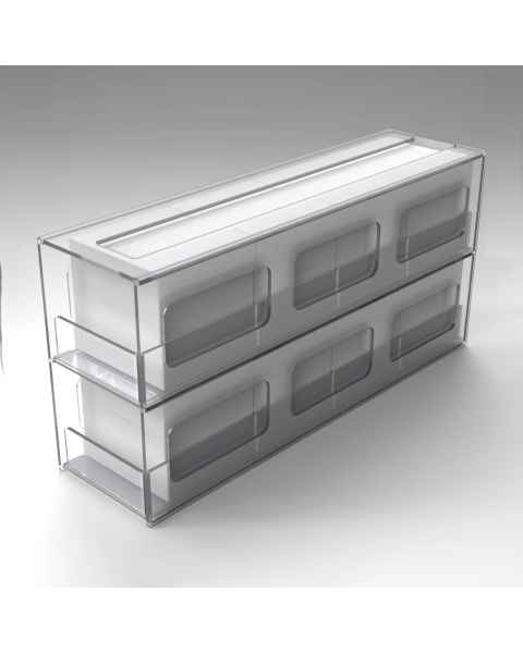 Poltex CSR2,63,24,114 Cold Storage Clear PETG Rack with Sliding Drawer - 2-Tier, With Cryo Boxes (Cryo boxes not included.)