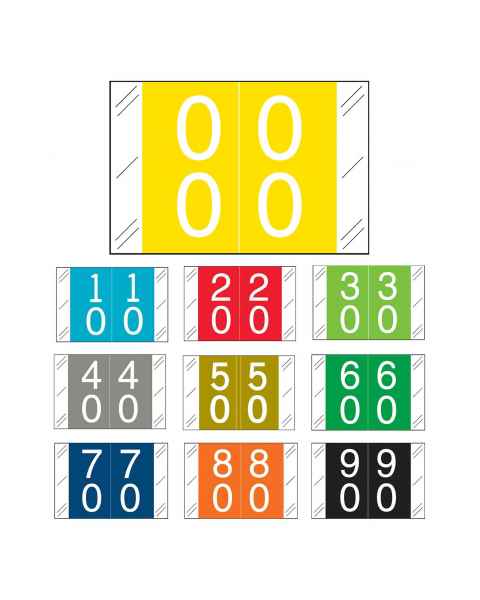 Barkley FDSTM Match CTDM Series Double Digit Numeric Color Code Roll Labels with Skirt - 1"H x 1 1/2"W