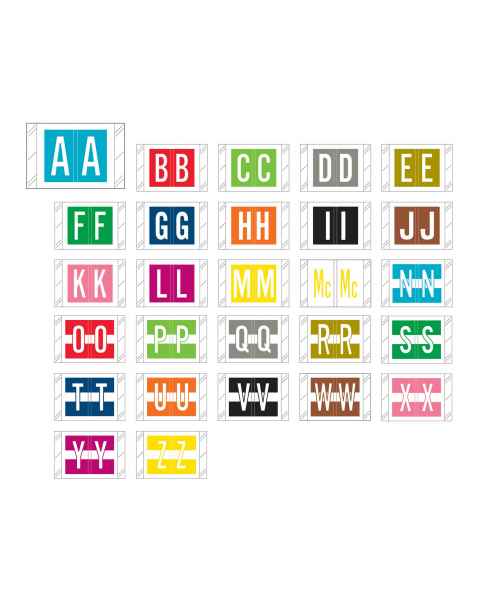 Tabbies 12030 Match CXAM Series Alpha Roll Labels - 1"H x 1 1/2"W