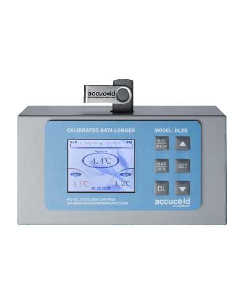 Accucold DL2BKIT NIST-Calibrated USB Digital Temperature Data Logger, Front View