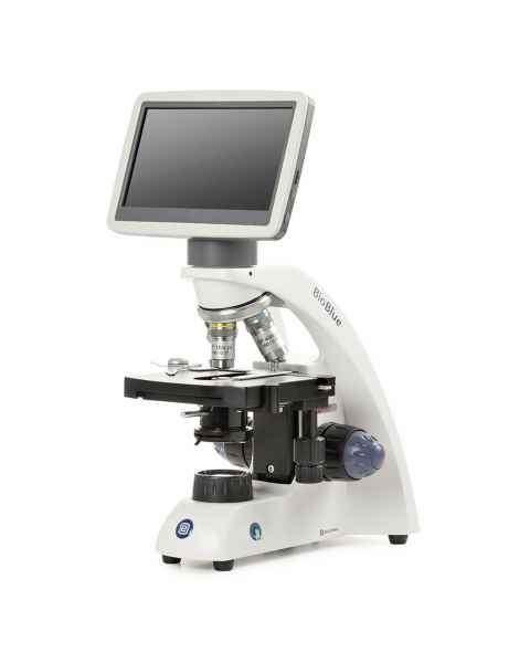 Globe Scientific EBB-4220-LCD BioBlue Compound Microscope 7" LCD Screen and SMP 4/10/S40 Objectives with Mechanical Stage