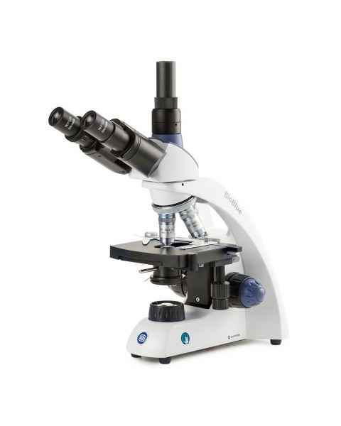 Globe Scientific EBB-4253 BioBlue Trinocular Compound Microscope SMP 4/10/S40/S100x Oil Objectives with Mechanical Stage