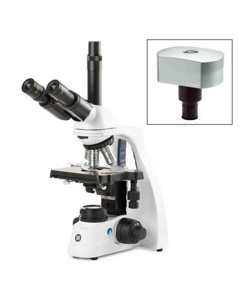 Globe Scientific EBS-1153-EPLI-DC18 bScope Trinocular Compound Microscope, HWF 10x/20mm Eyepieces, Quintuple Nosepiece with E-Plan EPLi, CMEX-18 Pro Camera