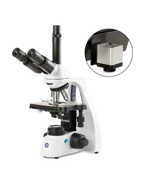 Globe Scientific EBS-1153-EPLI-HDS bScope Trinocular Compound Microscope, HWF 10x/20mm Eyepieces, Quintuple Nosepiece, E-Plan EPLi, HD-Mini Camera with 13" HD Screen