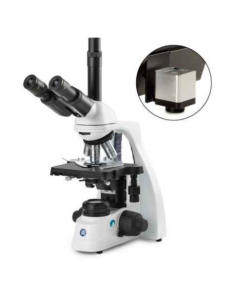 Globe Scientific EBS-1153-PLI-HDS bScope Trinocular Compound Microscope, HWF 10x/20mm Eyepieces, Quintuple Nosepiece with Plan PLi, HD-Mini Camera