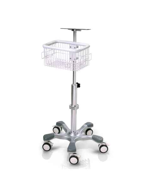 Edan Center Pole Trolley with Basket and Locking Casters for Vital Sign Monitors