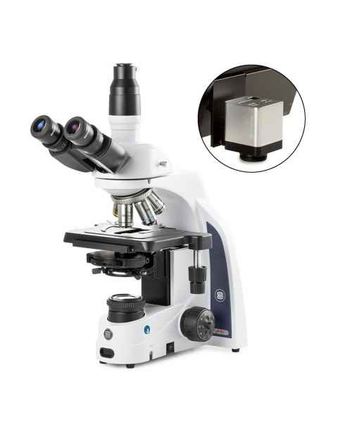 Globe Scientific EIS-1153-PLPHI-HDS iScope Trinocular Compound Microscope, EWF 10x/22mm Eyepieces, Quintuple Nosepiece with Plan Phase PLPHi, HD-Mini Camera #EVC-3024-HDS