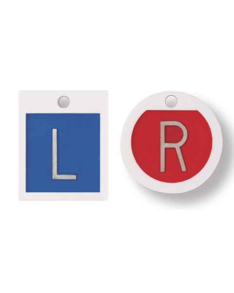 Embedded Plastic Markers - 5/8" Square "L" and Round "R" Lead-Free No Initials