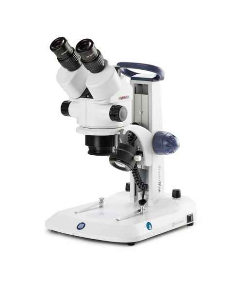 Globe Scientific ESB-1903 StereoBlue Trinocular Stereo Microscope, WF 10x/21mm Eyepieces with Eyecups, 0.7x - 4.5x Zoom Objective, Rack and Pinion Stand