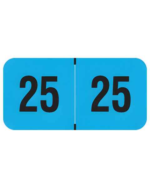 2025 Year Labels - PMA Fluorescent Blue - Size 3/4" H x 1 1/2" W