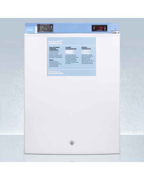 Accucold Compact All-Refrigerator with Front Control Panel, 2 Wire Shelves, Solid Door, 2.4 Cubic Feet - Front View
