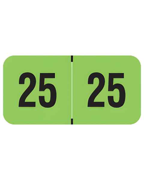 Arden Label FGYM-25-T4 PMA Fluorescent Green 2025 Year Labels - Size 3/4