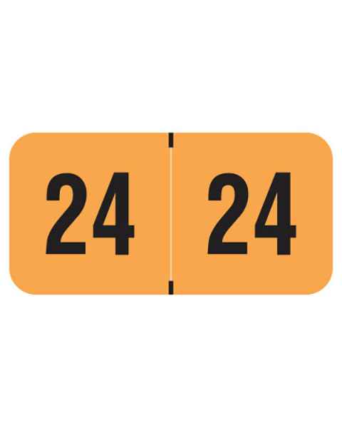 2024 Year Labels - PMA Fluorescent Orange - Size 3/4" H x 1 1/2" W